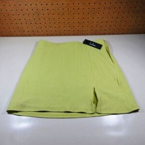 Lulus womens solid lime A-line above knee skirt L NWT